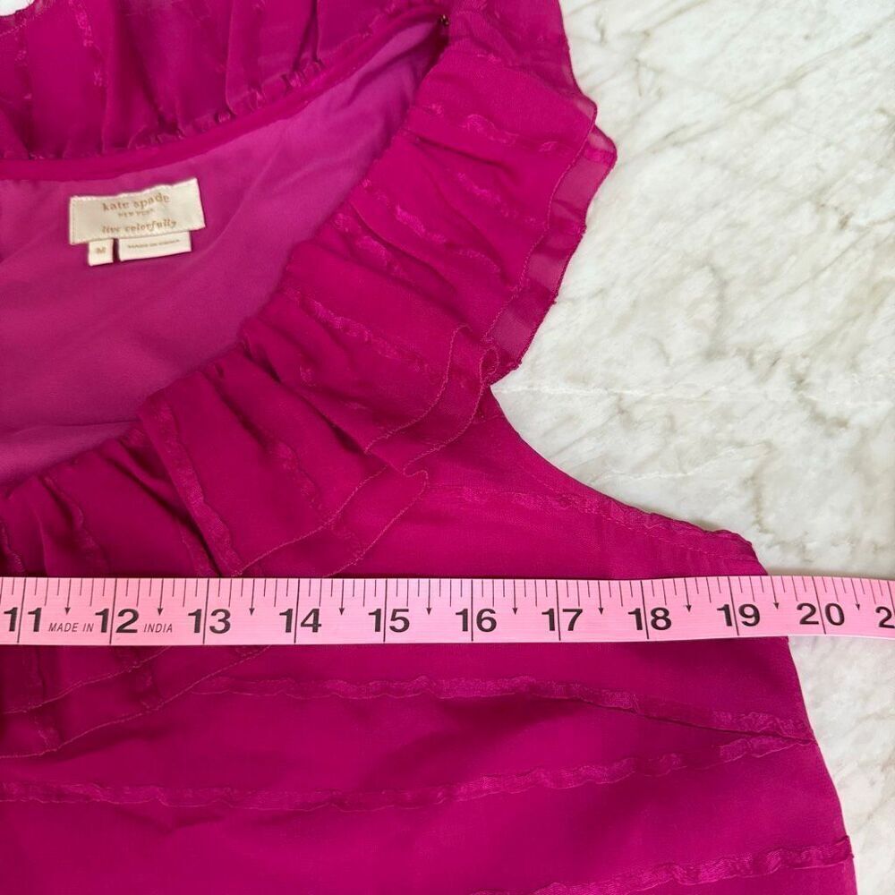Kate Spade New York 100% silk fuchsia sleeveless ruffled blouse size M - Picture 4 of 6